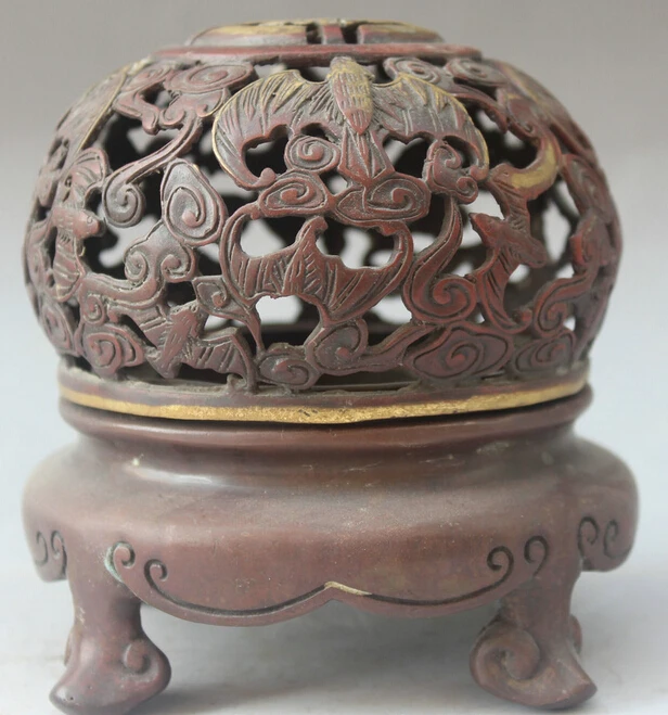 5 &quotКитайский Dyansty Бронзовый 4 фута chiropter flittermouse курильница для благовоний R0711|censer