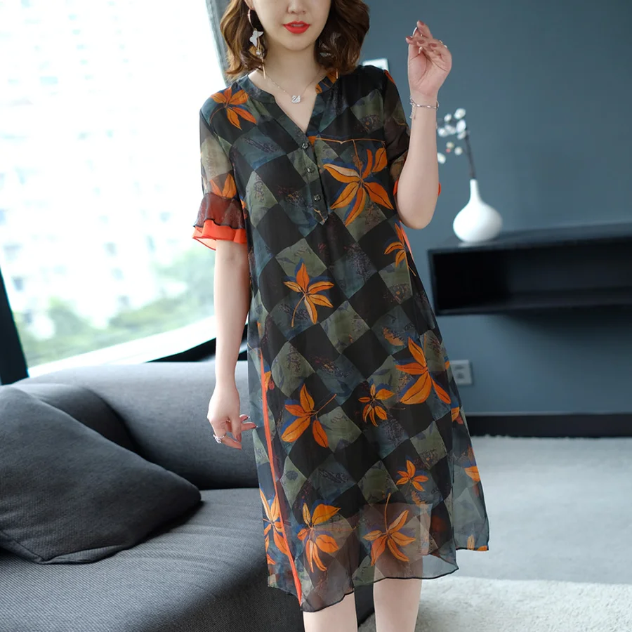 Летние свободные печати пляж Макси Сарафан 2019 Новый Винтаж Женский Шелковый 3XL