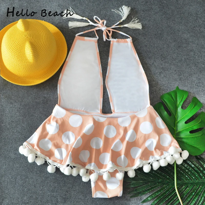 HELLO BEACH сексуальный цельный купальник женский в горошек с глубоким v-образным