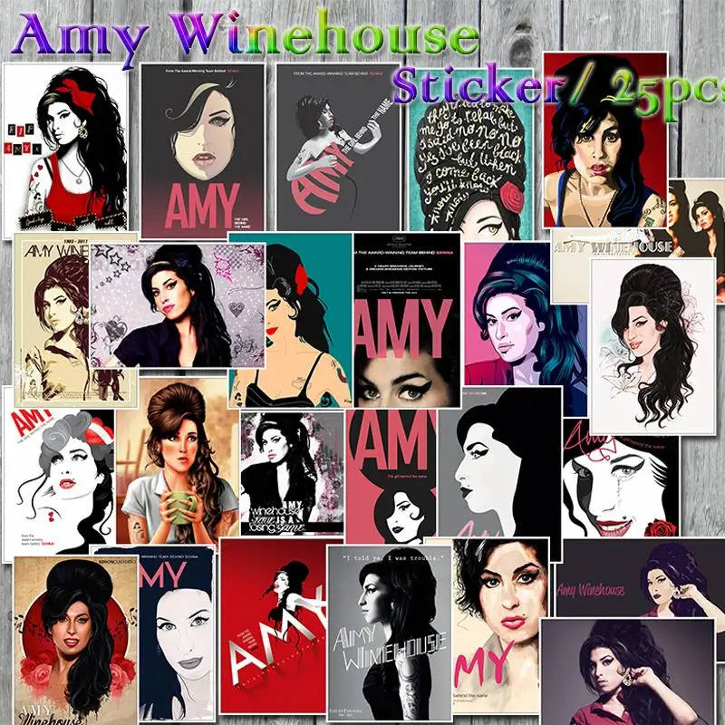 25 шт. Amy Winehouse наклейка s для велосипеда телефона ноутбука путешествия багаж Канцтовары ПВХ водоотталкивающая наклейка игрушка наклейка в стиле граффити наклейки