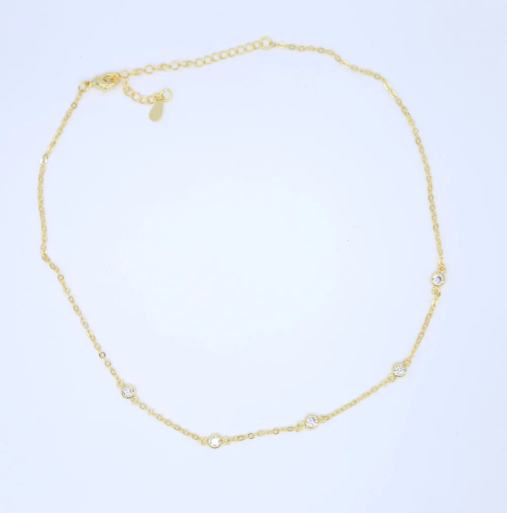 Женское Ожерелье цепочка серебряного цвета с фианитами|chain necklace|necklace silvernecklace silver