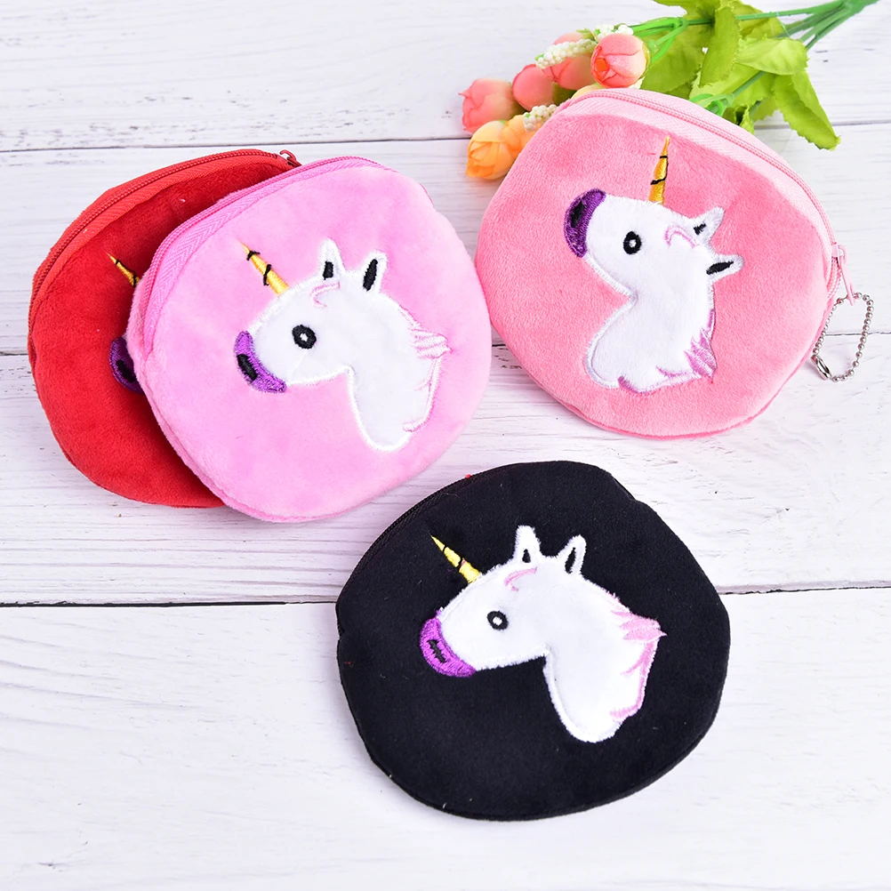 Красочный Единорог для девочек плюшевый Кошелек на молнии монет Kawaii Детский