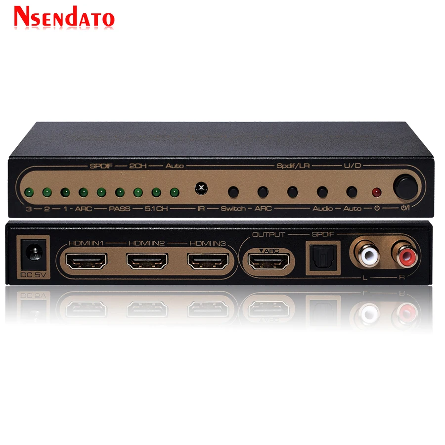 Аудиоэкстрактор UHD 2 0 с 3 портами HDR HDMI 4K 60 Гц конвертер в 1 коммутатор адаптер