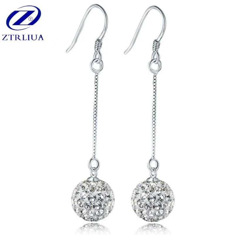 

New Fashion High-quality 925 Sterling Silver Jewelry Full Crystal Princess Temperament Tassel Dangle Earrings SE272