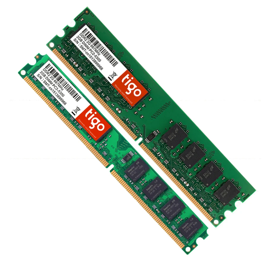 Tigo настольная память используется DDR2(2 шт x2гб) 2 ГБ 800 МГц PC2-6400 1,8 в CL6 240Pin 667 МГц PC2-5300 NON-ECC компьютер DiMM Ram гарантия
