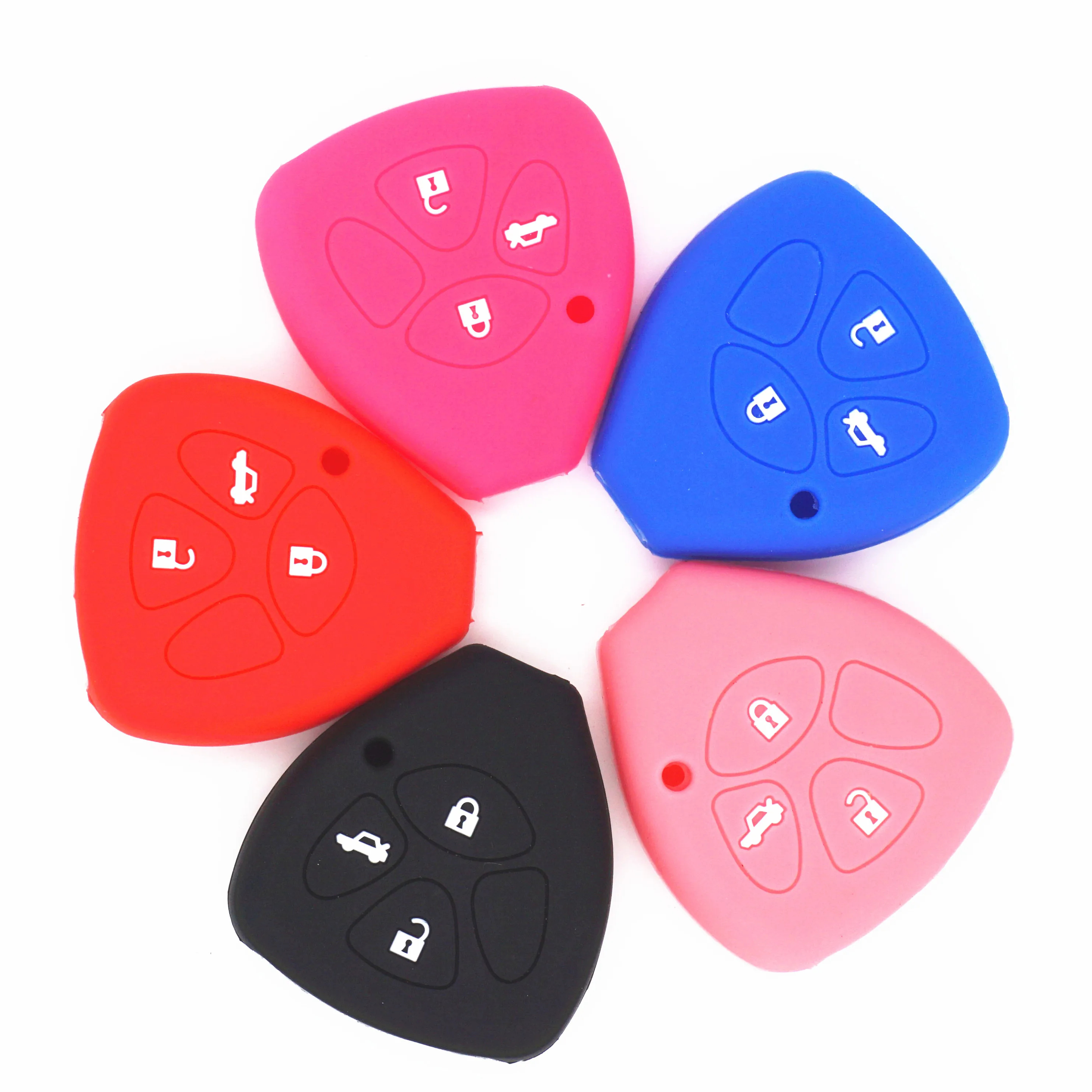 WFMJ Silicone Remote 3 Buttons Key Cover Case Chain Keyring for Toyota Camry Avalon Corolla Matrix RAV4 Venza Yaris Crown Reiz | Автомобили