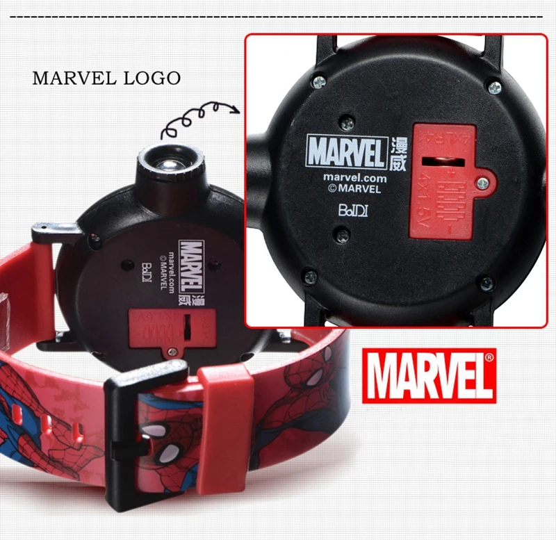 Original MARVEL Spider-man projection LED digital children cool cartoon Watch Best kids birthday gift Disney 81018 good time toy