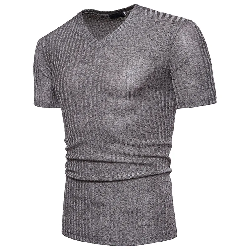 Мужская футболка LASPERAL обтягивающая с коротким рукавом и треугольным вырезом в