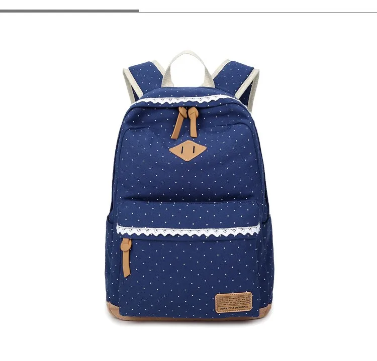 Fashion Women Backpack for School Teenagers Girls Vintage Stylish Ladies Bag Backpack Female Purple Dotted Printing School Bags