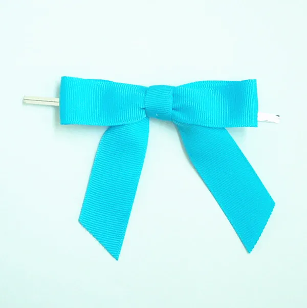 

Free Shipping 500pcs/lot Turquoise Blue 3.5" Pre-Tied Satin Bows with 4.5" Twist Ties~ 7/8" ribbon