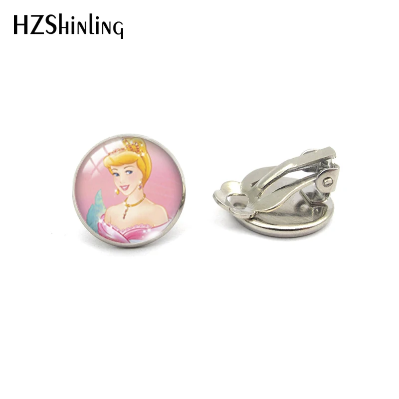 Silver-6 Новая мода Серебряный Бронзовый Мультфильм Золушка милый персонаж клипсы стеклянные подвески ювелирные изделия - Окраска металла: Silver-6