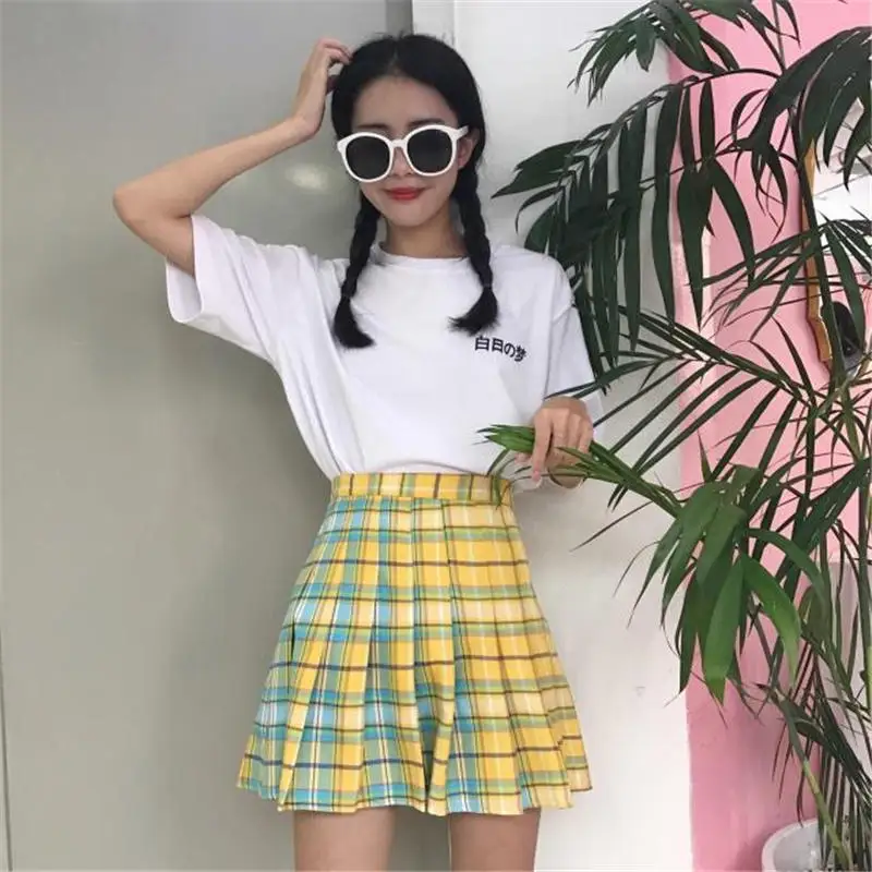 Neploe клетчатые юбки Harajuku Радужная меняющаяся юбка 2018 летние с высокой талией