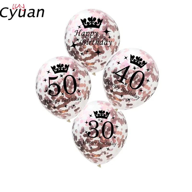 Cyuan 5 шт взрослых день рождения шары 30/40/50 день рождения конфетти праздничные украшения из шаров 12 дюймов шары из латекса 30 лет