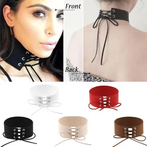 Женское винтажное бархатное ожерелье в стиле панк на шнурках из кожи|tie choker|ties