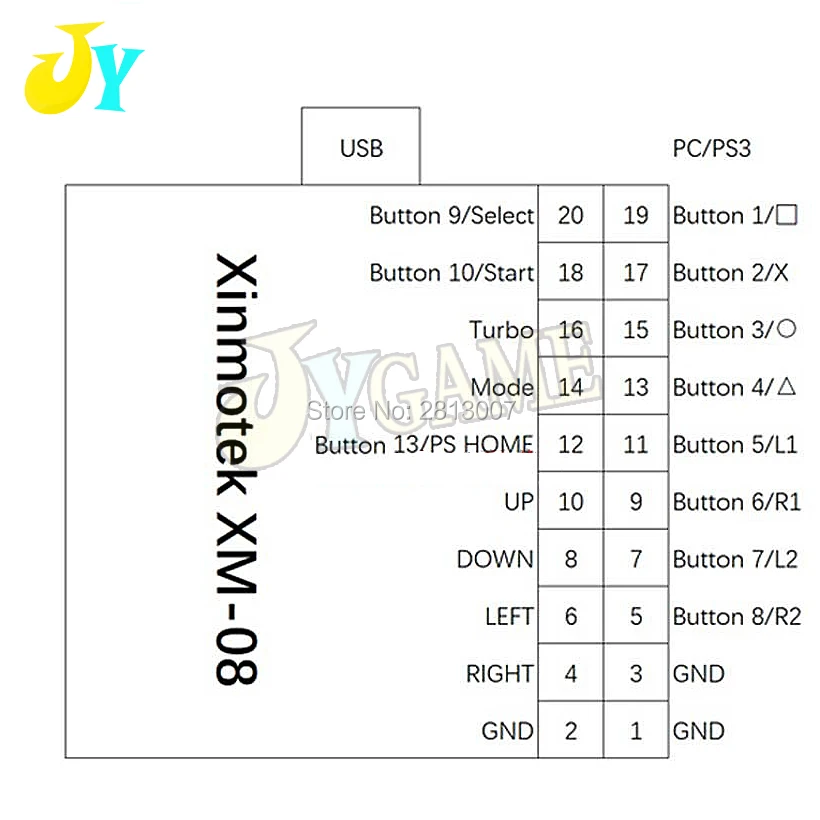 XM-08 одиночный игровой контроллер для PS3 PC Android Raspberry Pi, Нулевая задержка USB энкодер, JAMMA MAME машина