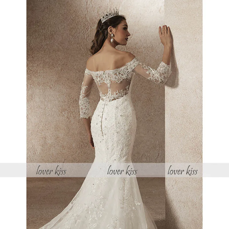 Lover Kiss Vestido De Noiva Сексуальное Милое Свадебное платье жемчужные бусины Свадебные халаты с низкой спинкой robe de mariage sirene