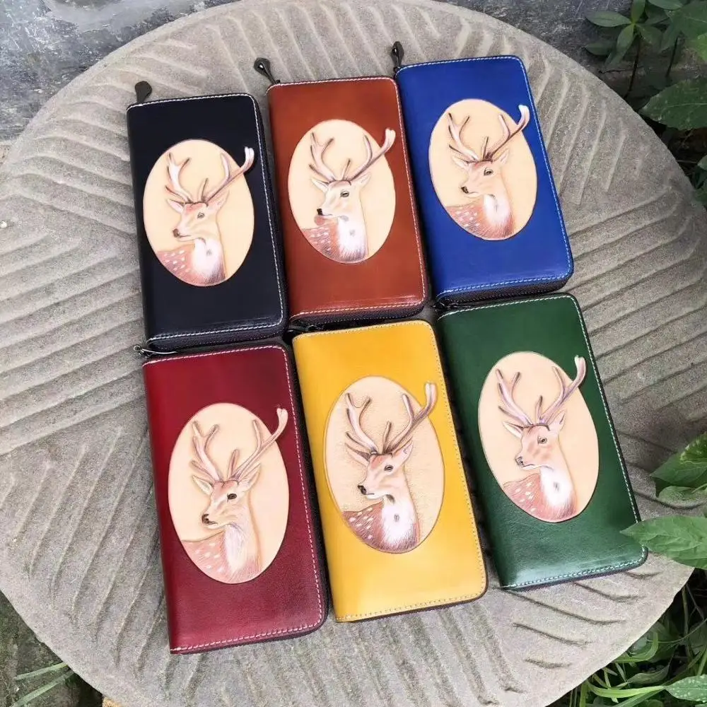 Женские милые кожаные кошельки ручной работы женский длинный клатч кошелек из