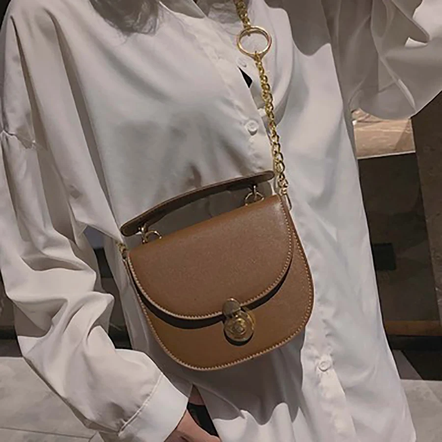 Сумка на плечо с металлической цепочкой дизайнерская женская сумка-седло модная