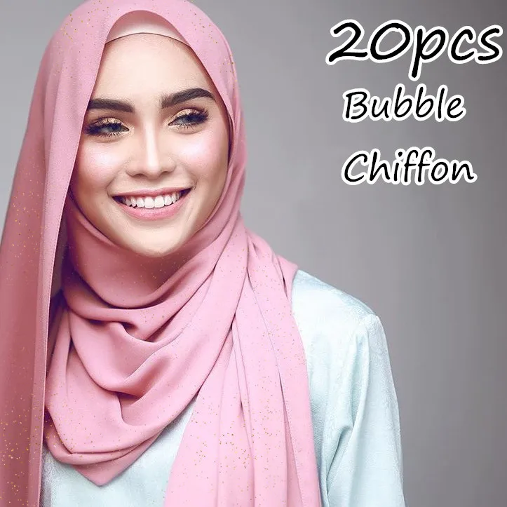 

A53 20pcs/lot High Quality Plain Bubble Chiffon Shawls Headbands Popular Hijab Summer Muslim Scarfs