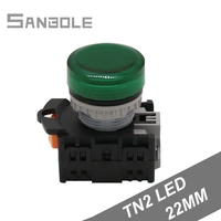 tn2 signal lamp led indicator light 24v220v open hole 22mm electrical circular round flat head green button