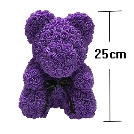 purple-No box Романтическая Подарочная коробка на День святого Валентина, ПЭ, розовый медведь, искусственные розы, украшения, милый мультяшный подарок подруге, ребенку, подарок на день матери - Цвет: purple-No box