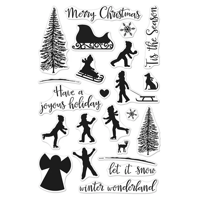 

winter silhouettes Transparent Clear Silicone Stamp/Seal for DIY scrapbooking/photo album Decorative clear stamp