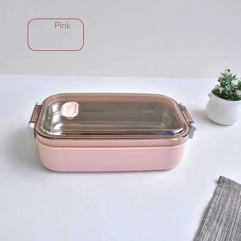 Pink MICCK коробка Bento из нержавеющей стали Герметичный Ланч-бокс для кухонных принадлежностей контейнер для еды контейнер для хранения продуктов - Цвет: Pink