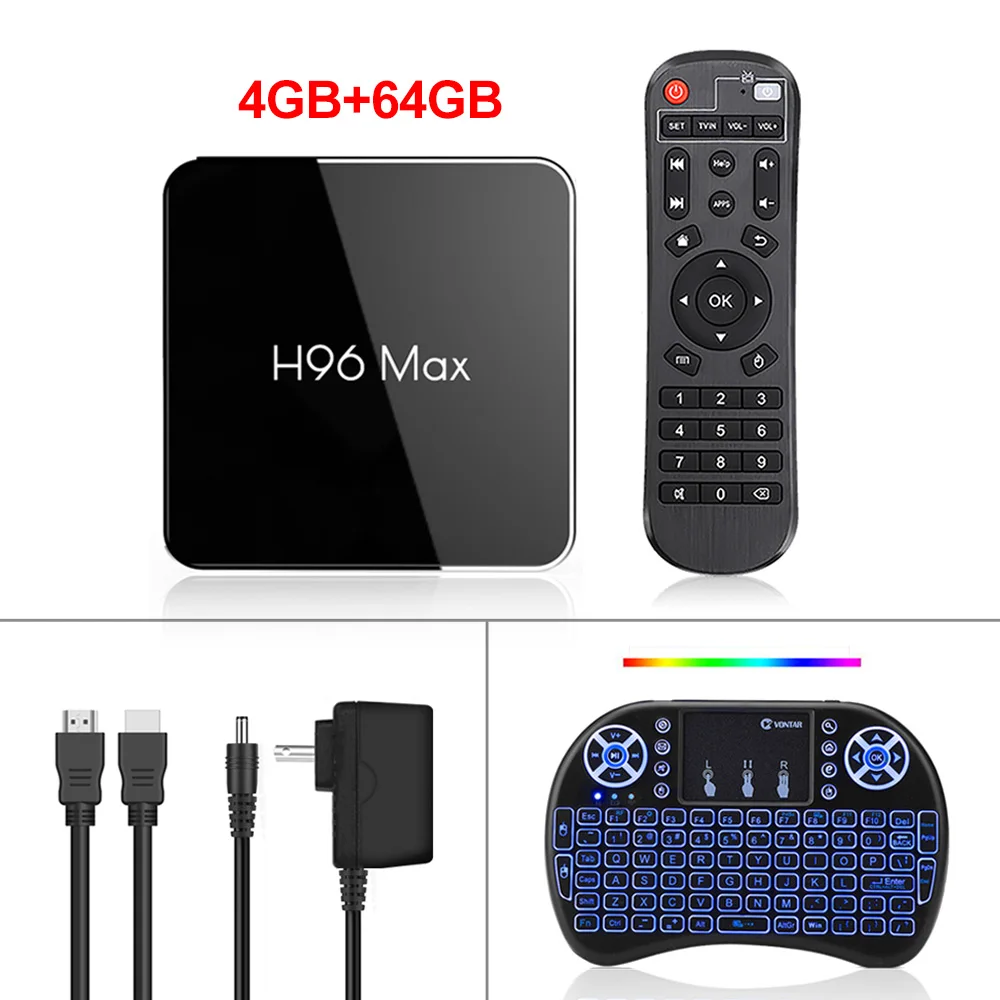 4GB64GB i8 backlit H96 MAX X2 Android tv Box 9,0 4 Гб 64 Гб S905X2 1080P H.265 4K Google Store Netflix Youtube H96MAX 2G16G Smart tv box - Цвет: 4GB64GB i8 backlit
