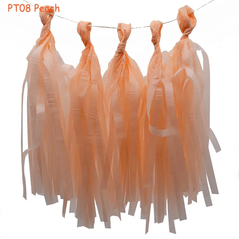 PT08 peach 5 листов/Лот Декоративные DIY тканевая бумага кисточка гирлянда бахрома фон из флажков Гирлянда Свадьба День Рождения Вечеринка украшения - Цвет: PT08 peach
