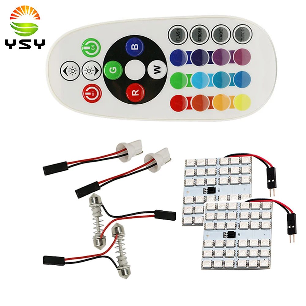 Автомобильная светодиодная панель YSY 1SetT10 RGB 5050 36SMD пульт дистанционного