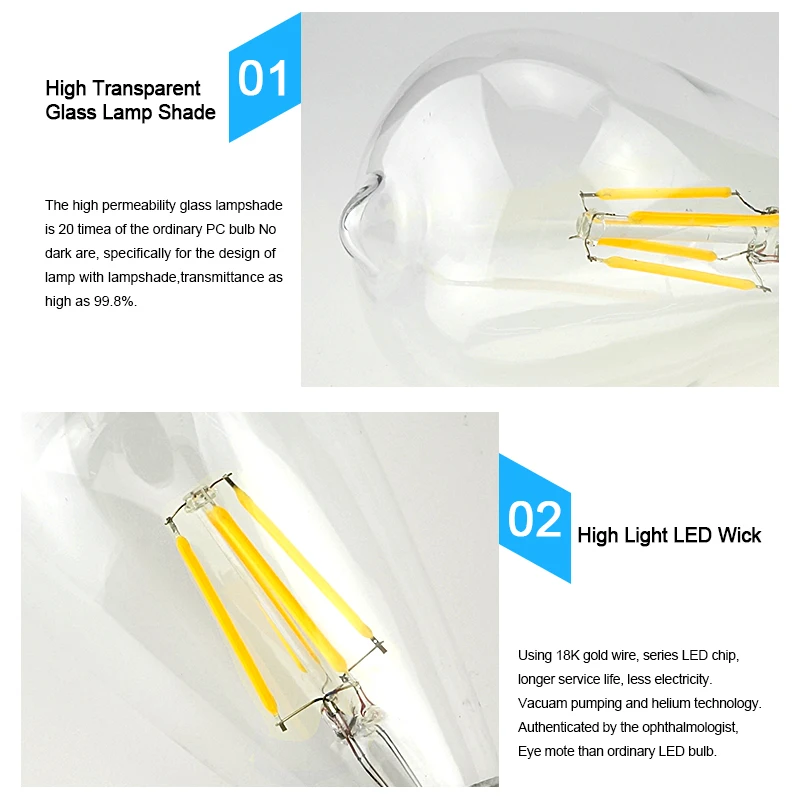 Винтажный светодиодный светильник Эдисона E27 4 Вт 6 8 220 В G45 A60|edison led bulb|led bulbedison |