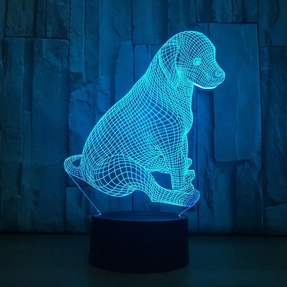 Промо акция! 3D акриловый ночной Светильник для сидящей собаки 7 цветов