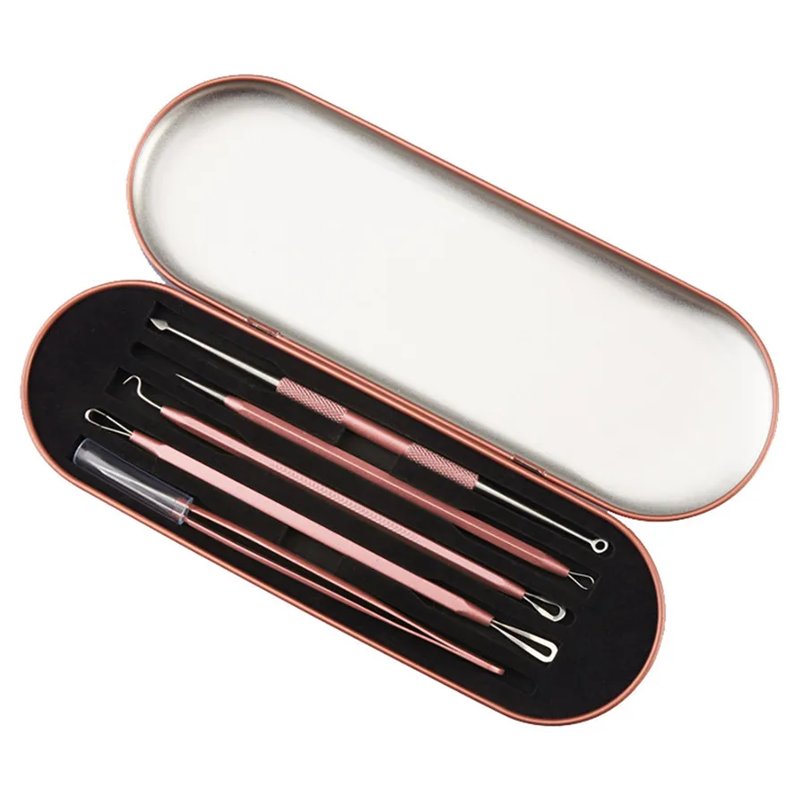 Новый инструмент для удаления угрей из нержавеющей стали 5 шт. точек лица прыщей