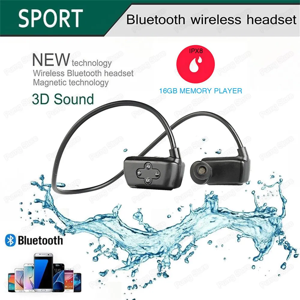 Новейший Bluetooth водонепроницаемый MP3 музыкальный плеер Подводные спортивные bluetooth наушники с диктофоном для плавания