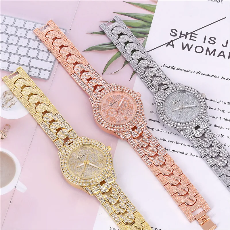 Роскошные Заказные женские часы с бриллиантами розовое золото металлические