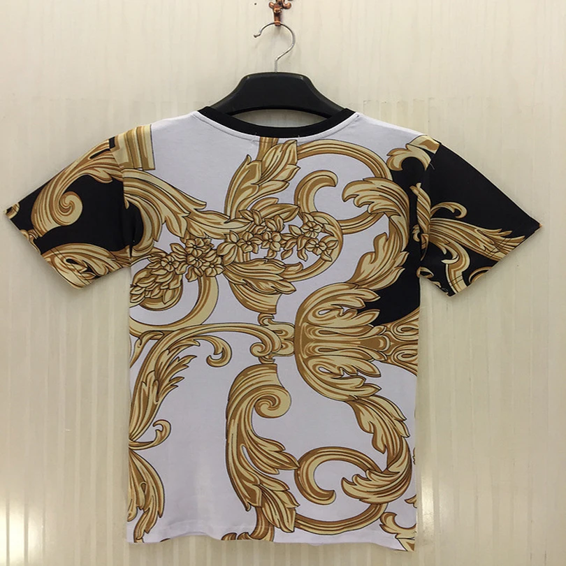 Luxury Brand Design 3D Printed Gold Palace Flower T-shirt Men 2019 Summer Breathable Short Sleeve Harajuku Swag tee shirts Tops | Мужская