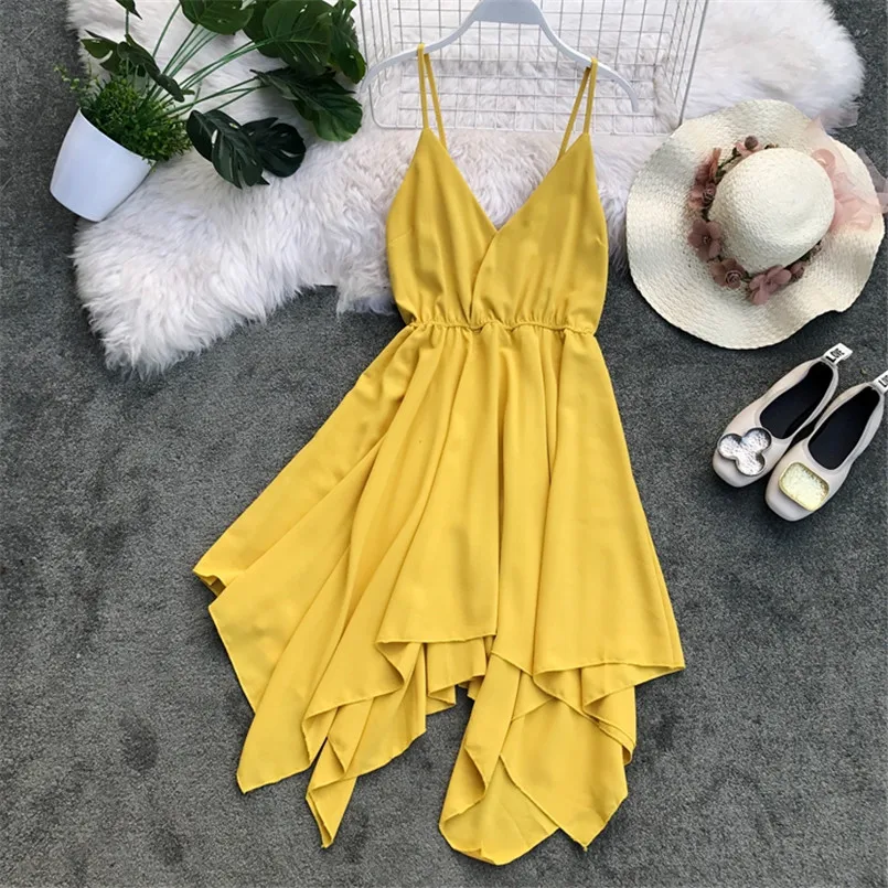 Boho Стиль v образный вырез сексуальное асимметричное летние женские миди платье