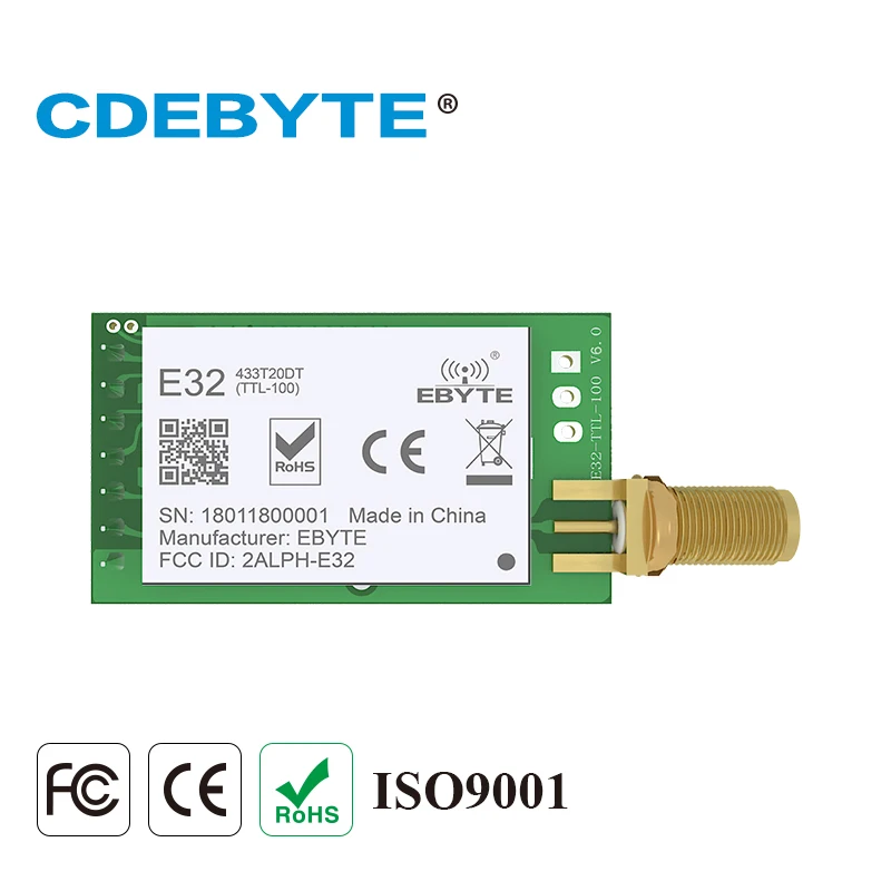 Антенна LoRa для дальнего диапазона UART SX1278 433 МГц 100 мВт SMA IoT uhf E32 433T20DT беспроводной