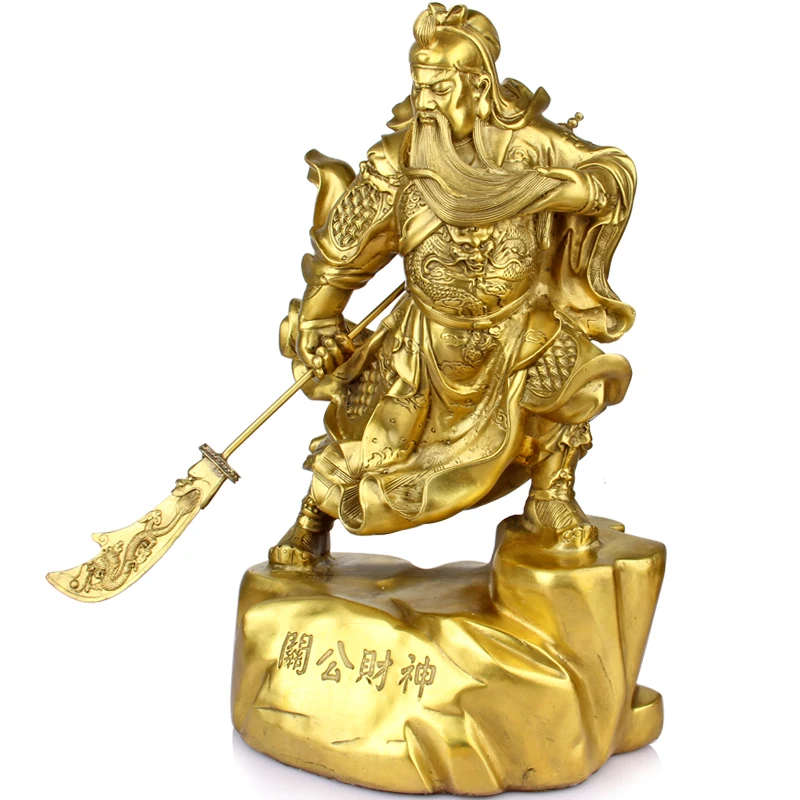 Шуньская медная статуя Guan Gong Wu Caishen Broadsword Yu Erye | Дом и сад