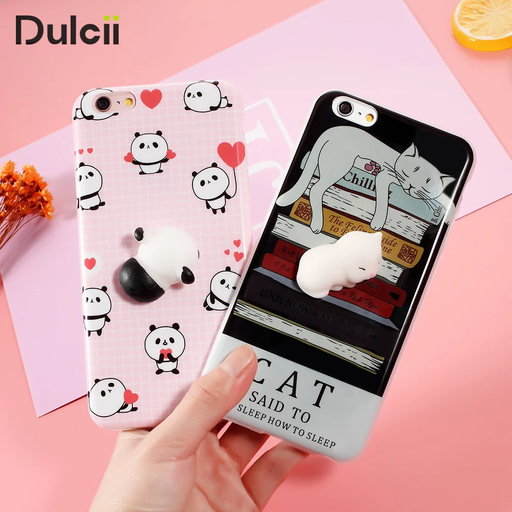 Dulcii Squishy чехол для iPhone 5 5S SE 6 6S 7 8 3D кошка мягкими телефона Plus Celular Coque |