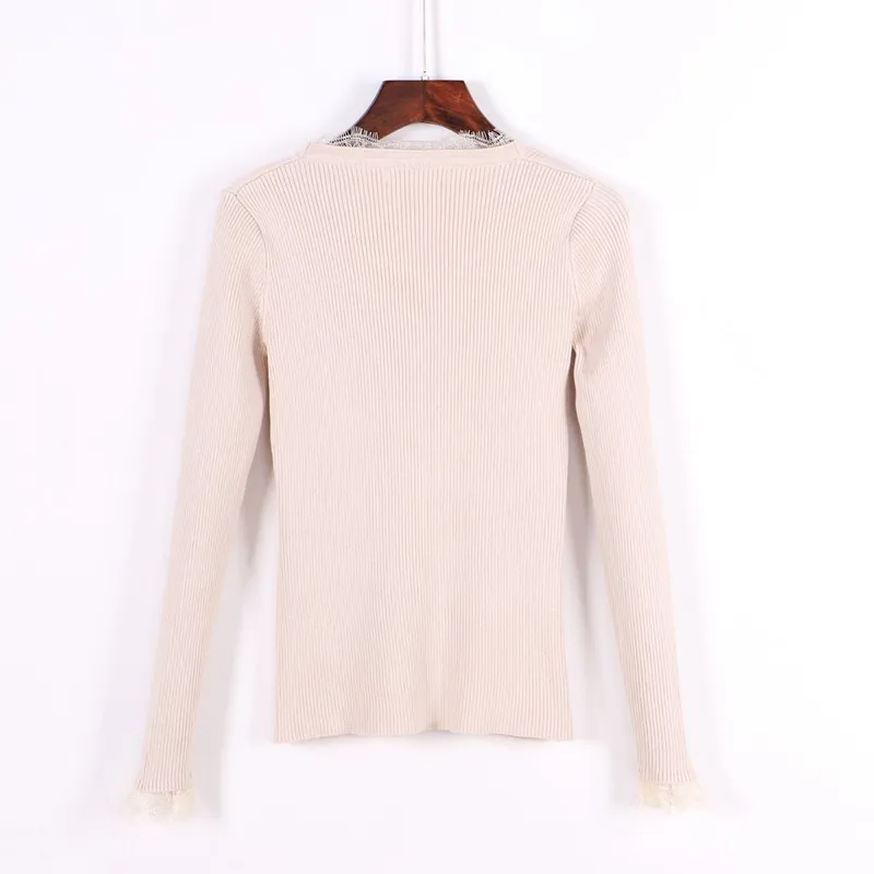 GIGOGOU Spring Autumn Open Women Cardigans 2019 Sexy V Neck Sweater Coat Long Sleeve Slim Solid Lace Hitz Air Jacket |
