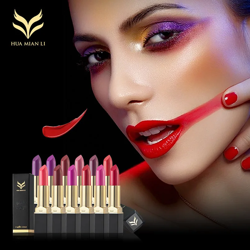 Гладкая матовая Velvet Lipstick вампир красный фиолетовый губ палку Пигмент Макияж