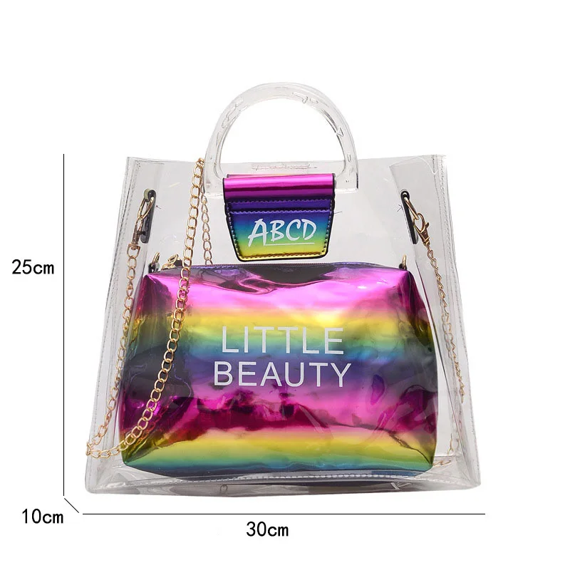 Новинка 2019 Прозрачный женский кошелек на плечо портативная пляжная сумка с