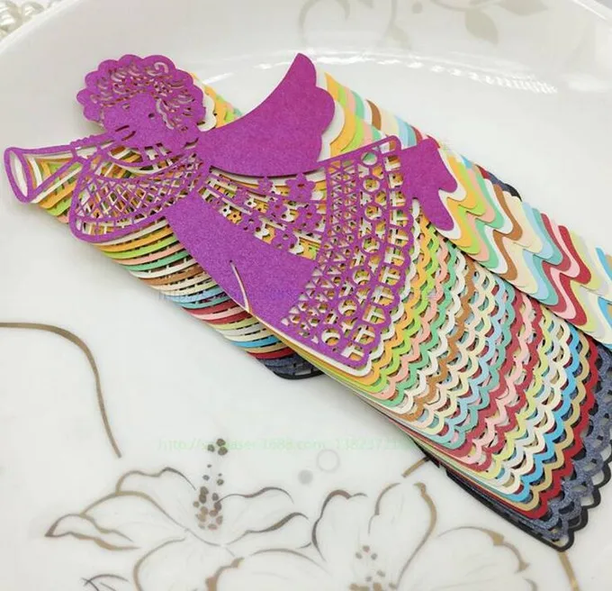 Бесплатная доставка 500 шт./лот ангел лазерная резка бокал для вина карточки