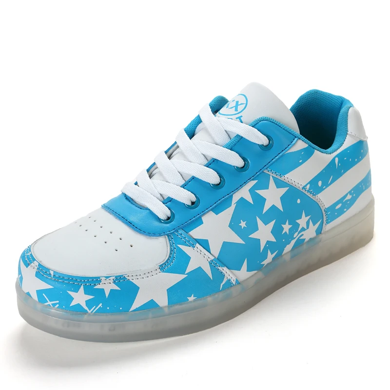 Deep blue Girls Led Luminous Glowing Children Breathable Sneakers Usb Charge Kids Colorful Flashing Lights Flat Shoes Eur 35-45 | Детская