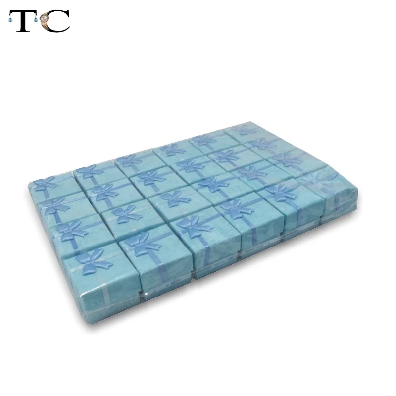 

200pcs/lot 4*4*3cm Jewelry Earrings Ring Gift Boxes Mixed Color Square Carton Gift Packing Bow Case