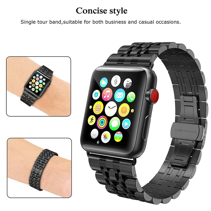 Нержавеющая сталь метал группы для 42 мм 44 мм Apple Watch Series 4 полосы Замена ссылка ремешок браслет для iWatch 1/2/3 38 мм 40 мм
