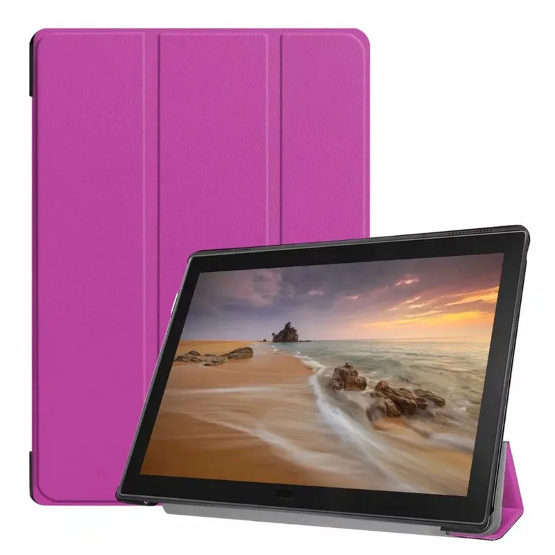 Фиолетовый Чехол для lenovo Tab E10 TB-X104F 10," из искусственной кожи, умный чехол-подставка для lenovo Tab E 10X104, защитный чехол для планшета+ ручка - Цвет: Фиолетовый