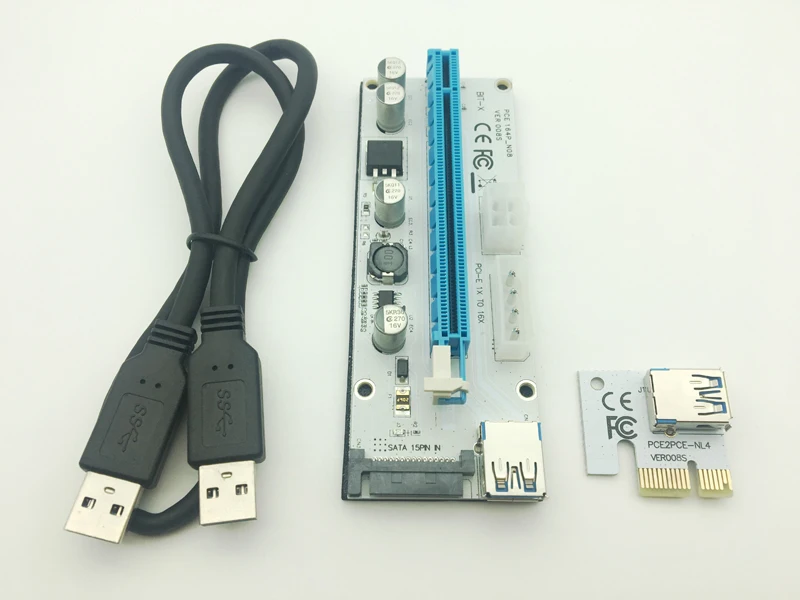 VER008S 3-в-1 Molex 4-контактный SATA 6PIN PCIE PCI-E PCI Express Riser Card 1x к 16x USB 3 0 кабель для майнинга