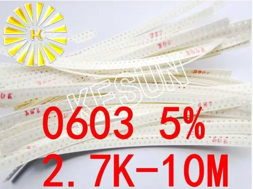 

50valuesX50pcs=2500pcs 0603 SMD Resistor Kit Assorted Kit 2.7K-10M ohm 5% Sample Kit Sample bag Fuse